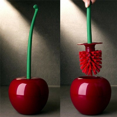 Creative Home Toilet Brush Plastic Bathroom Cleaning Set Creative Lovely Cherry Shape Lavatory Cleaning Products With Base